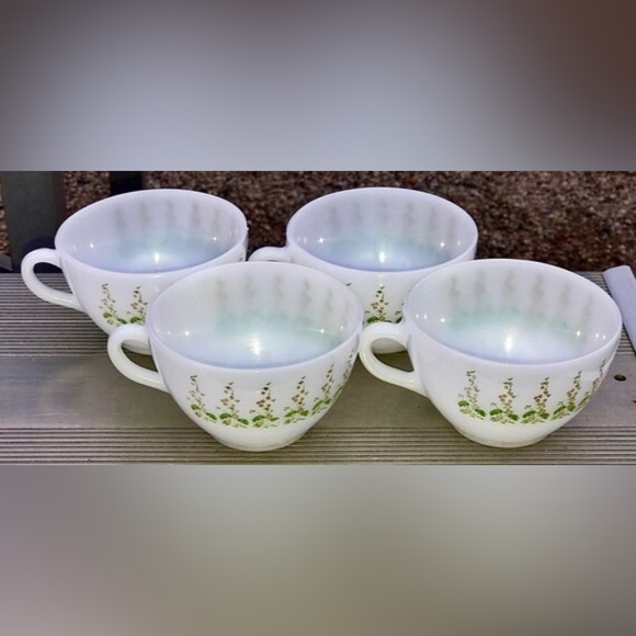 Vintage Mid Century Modern (set of 4) TERMO REY BRAZIL Milk Glass Pyrex Teacups - Picture 9 of 10
